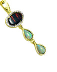 Black and white Australian Opal Pendant 2.68 ct. Gold 14K