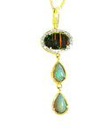 Black and white Australian Opal Pendant 2.68 ct. Gold 14K