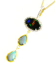 Black and white Australian Opal Pendant 2.68 ct. Gold 14K
