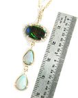 Black and white Australian Opal Pendant 2.68 ct. Gold 14K