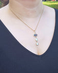 Black and white Australian Opal Pendant 2.68 ct. Gold 14K