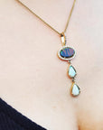 Black and white Australian Opal Pendant 2.68 ct. Gold 14K