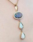 Black and white Australian Opal Pendant 2.68 ct. Gold 14K