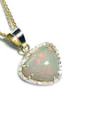 Yellow gold Australian opal pendant necklace