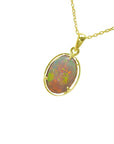 1.92 ct, Oval Opal Pendant Necklace 14k Gold