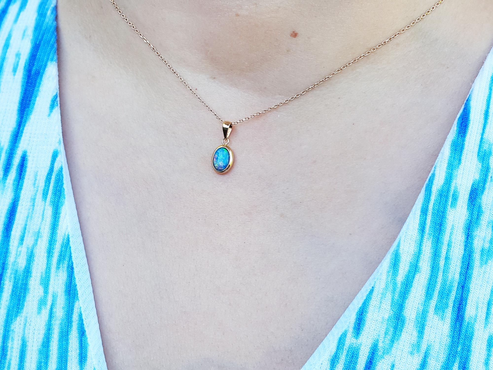 14k inexpensive opal necklace