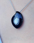 Opal & onyx 14k pendant