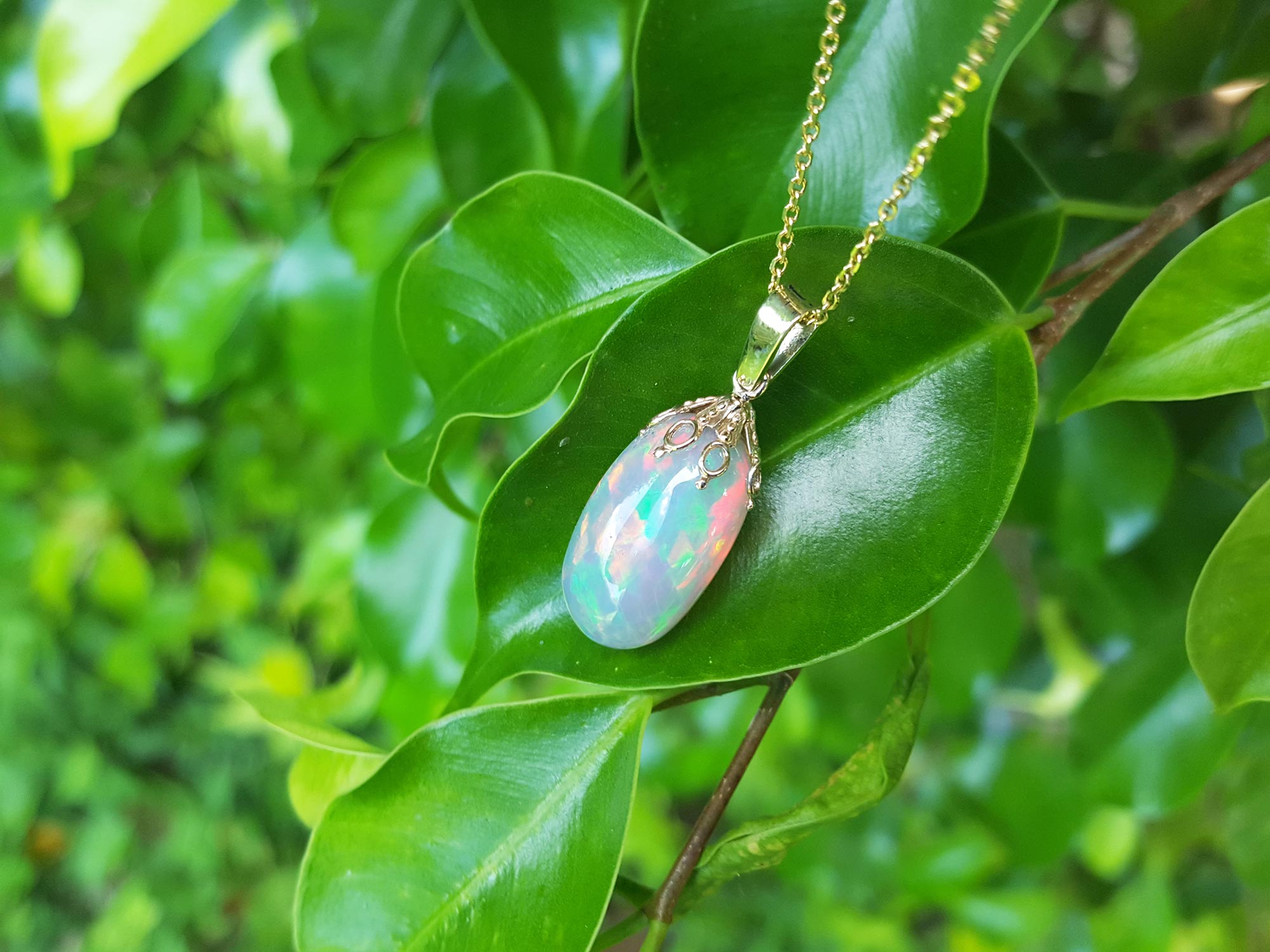 Natural Welo opal pendant