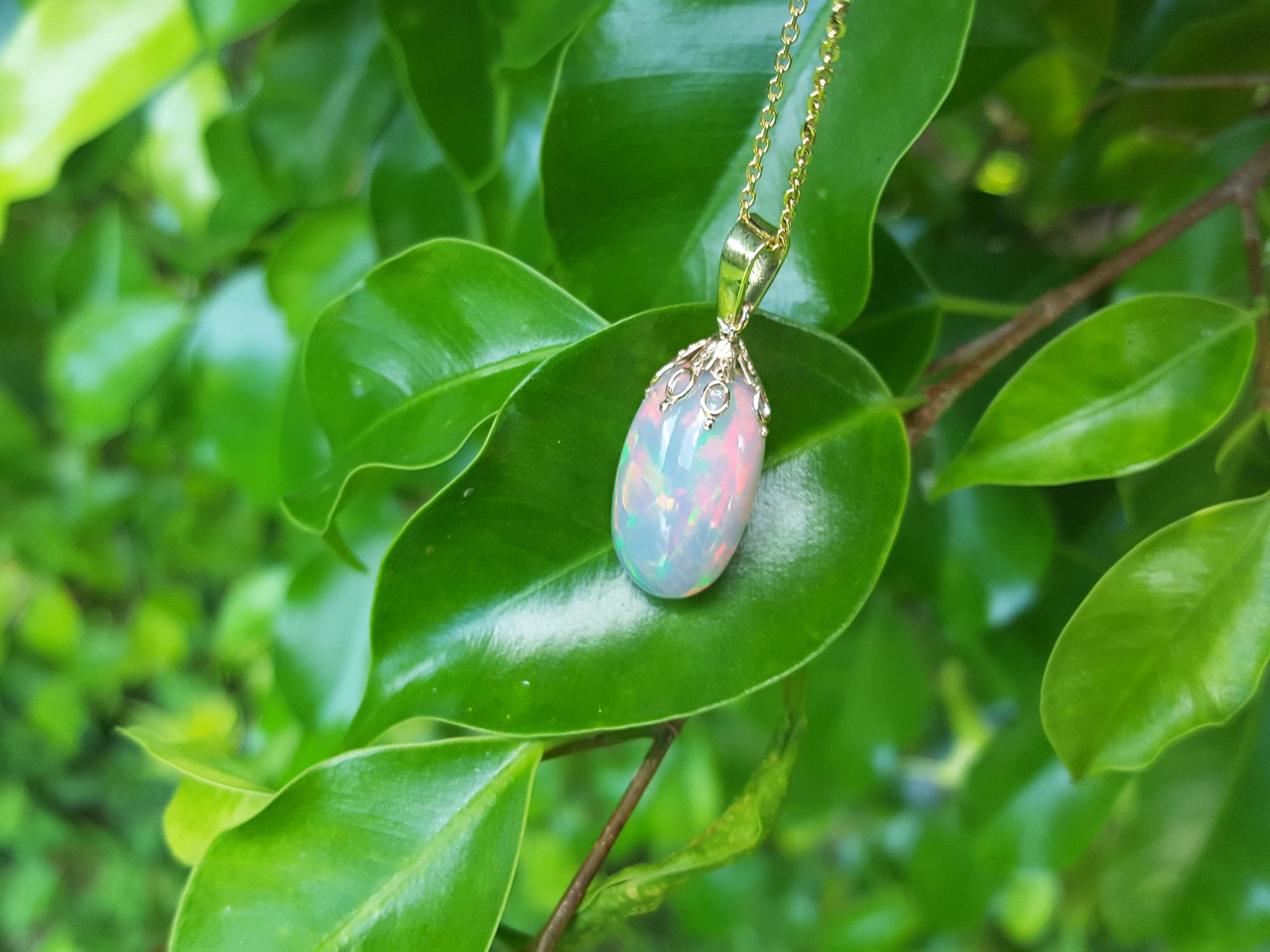 Genuine Ethiopian opal necklace
