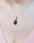 14k gold Ethiopian black opal necklace