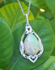 Opal silver necklace