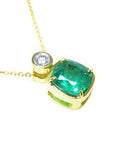 18K 14K Solid gold emerald pendant