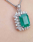 Emerald-cut real emerald pendant