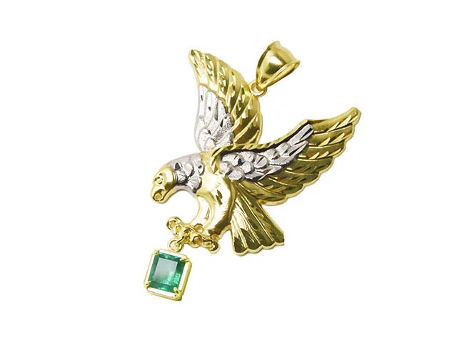 Emerald-cut real Colombian emerald pendant