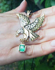 Green emerald eagle pendant