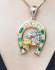 Genuine emeralds horseshoe pendant