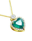 Halo diamond heart Muzo emerald pendant