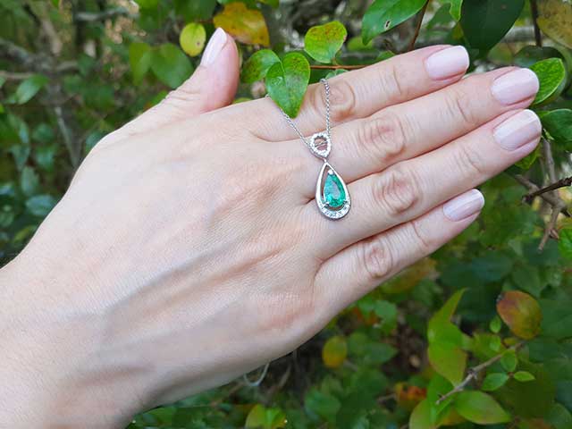 Genuine emerald slider pendant