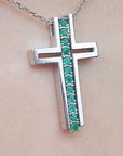 Mother’s day emerald cross pendant