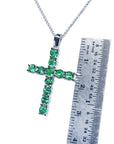 Natural emerald cross pendant
