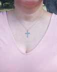 Women's emerald cross necklace