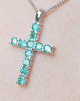 Muzo emeralds cross pendant