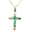 Yellow gold emerald cross