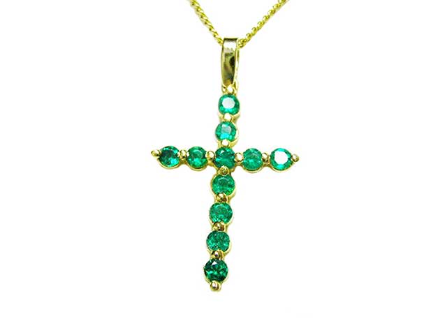 Muzo emerald cross pendant