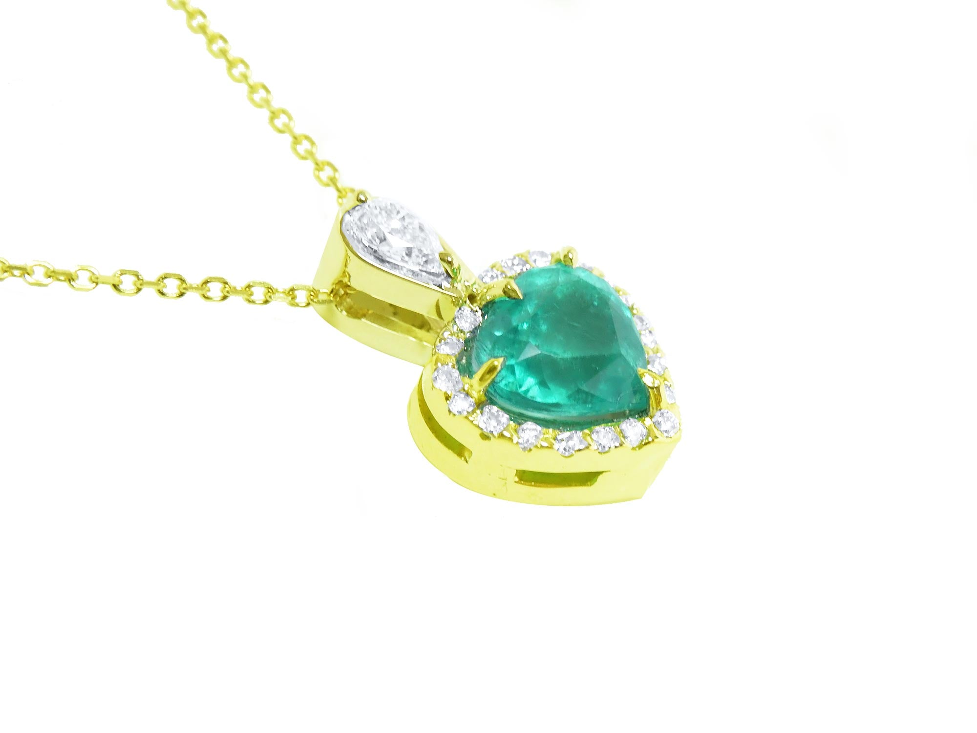 Solid 14k Emerald Diamond Heart deals Pendant