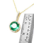 Halo diamonds round emerald pendant necklace