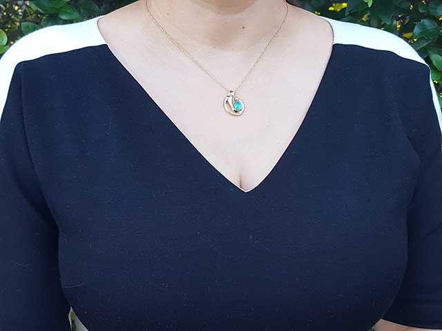 Mother and child emerald pendant necklace