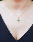 Colombian emerald cross pendanr necklace