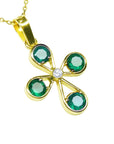 Emerald cross pendant necklace
