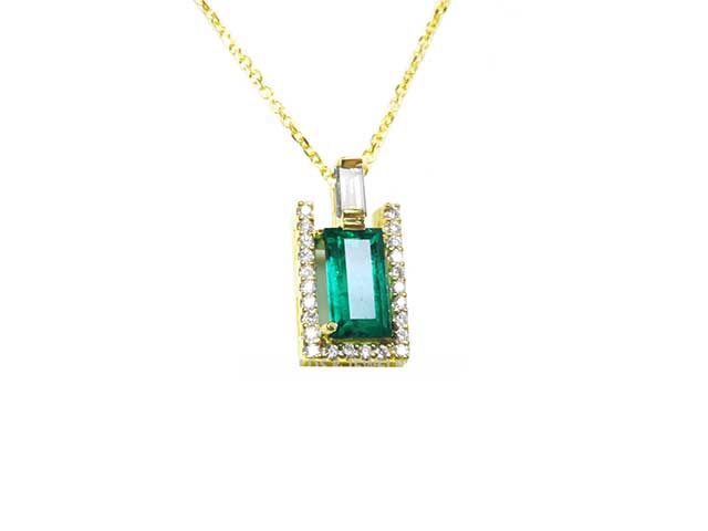 Bridal May birthstone emerald pendant