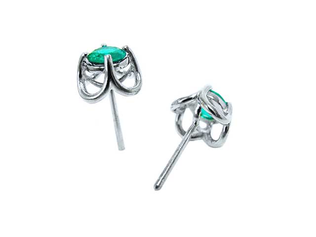 Round emerald tulip stud earrings