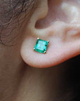 Real emerald and gold stud earrings