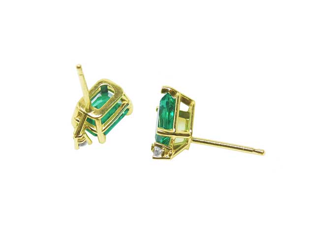 Emerald-cut real emerald earrings