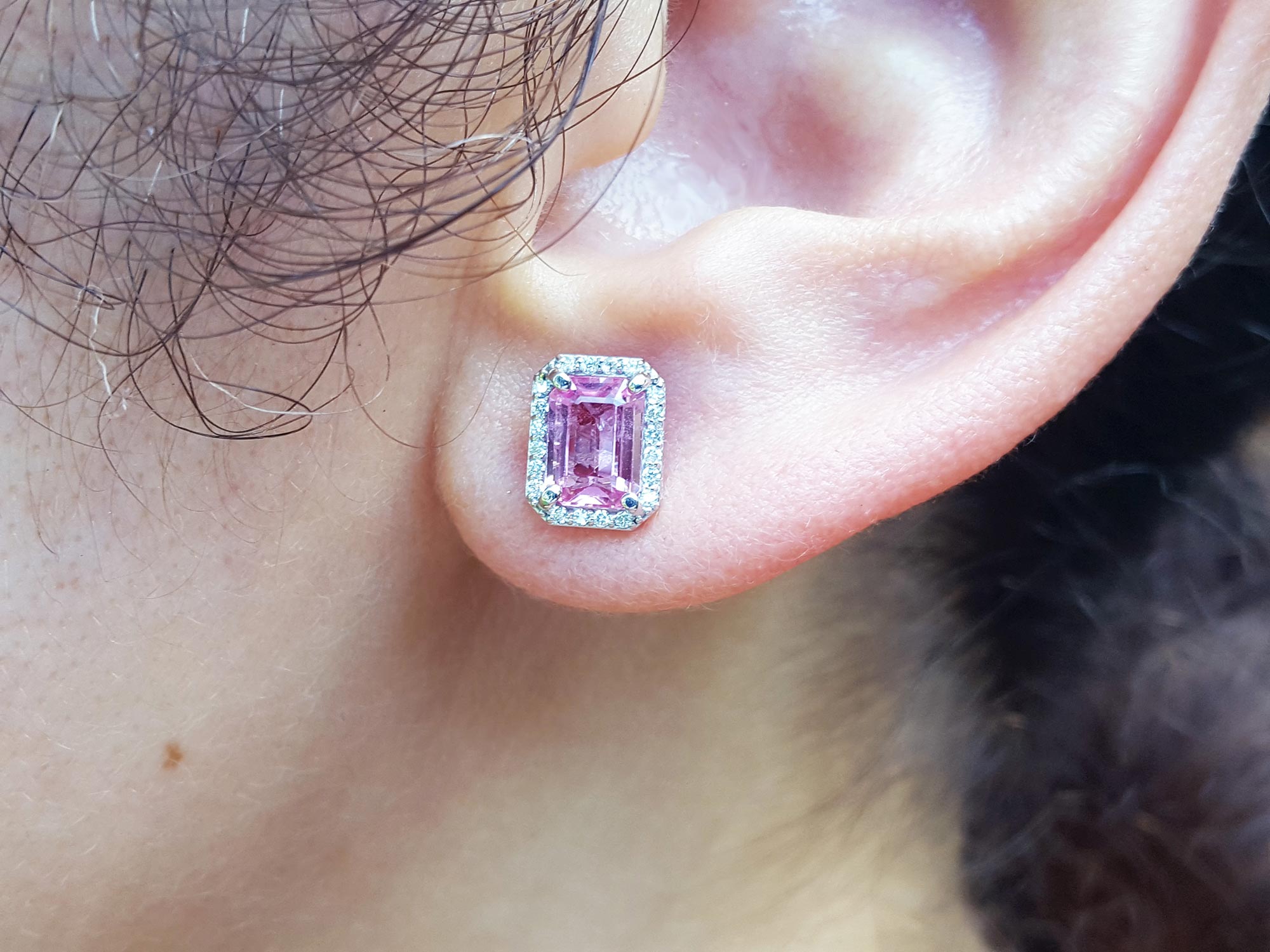 Genuine pink sapphire earrings