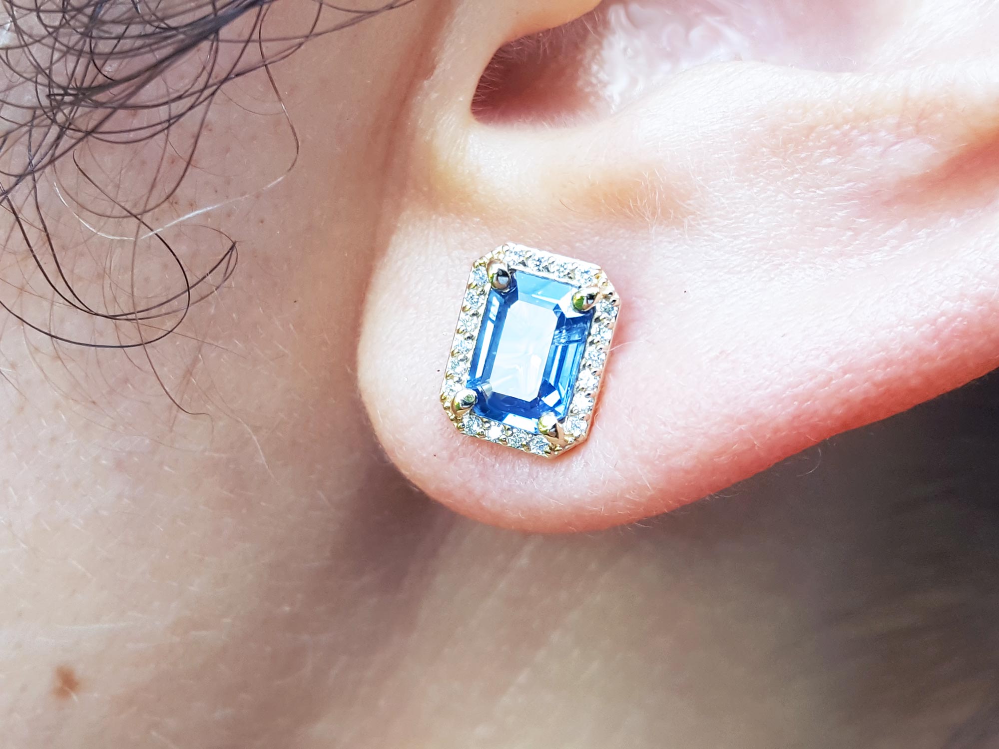 Emerald cut sapphire earrings