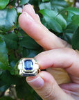 Natural sapphire solitaire ring for man