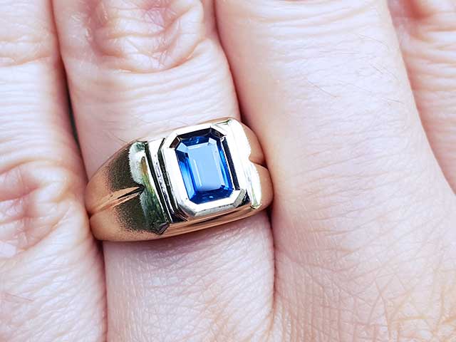 Sapphire pinky ring for men