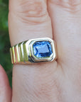 Bezel set sapphire ring for men