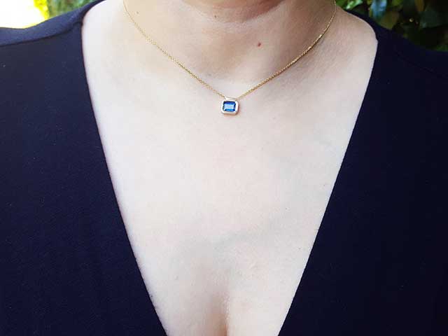 1.00 ct. Blue sapphire choker necklace