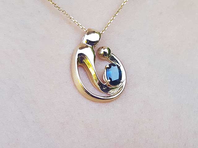 14k gold sapphire pendant for mother&#39;s day