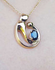 14k gold sapphire pendant for mother's day