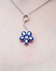 Natural sapphire cluster pendant necklace