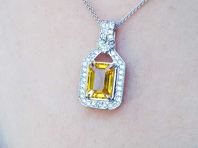 Genuine yellow sapphire necklace