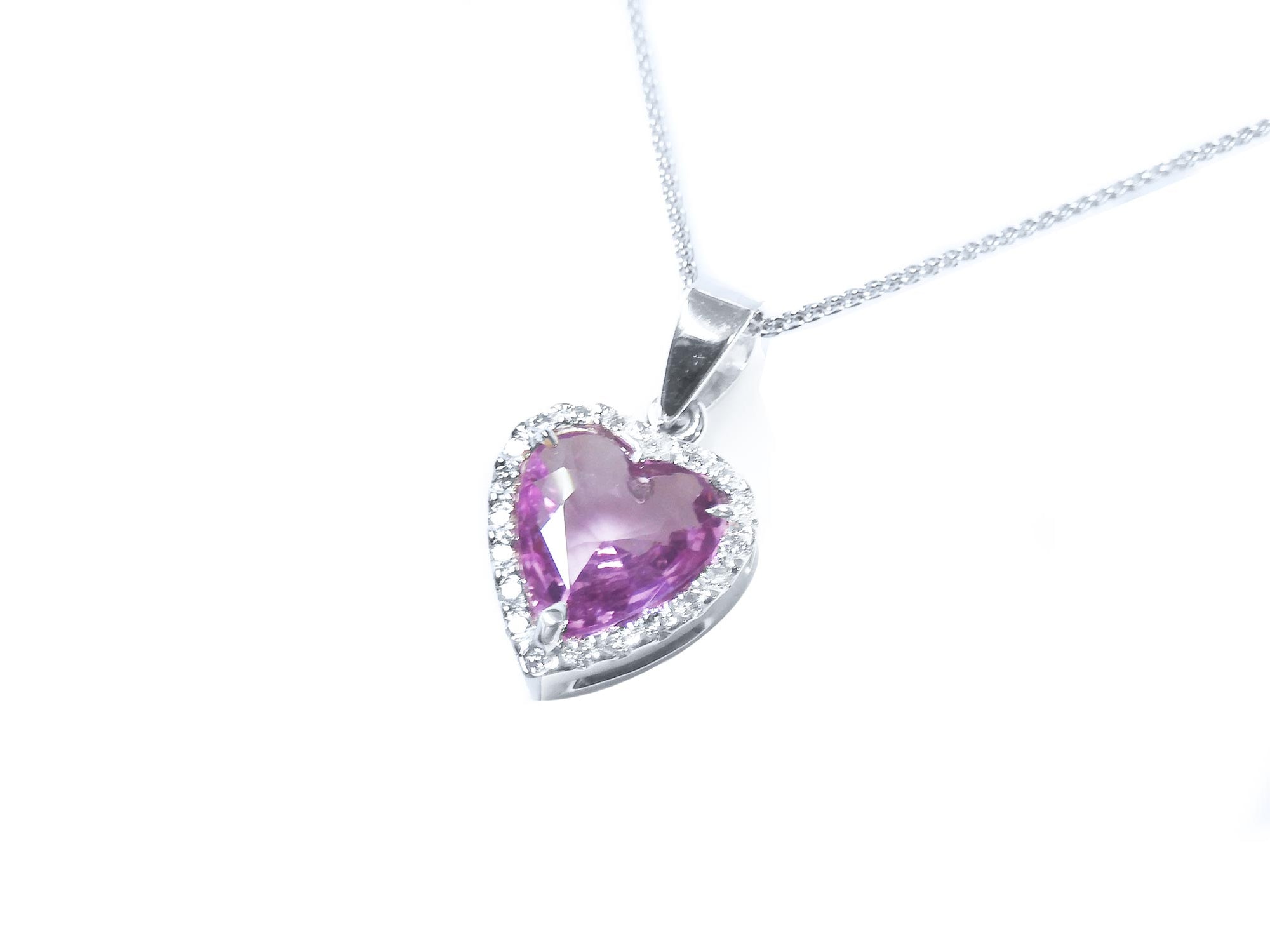 Real pink sapphire pendant necklace