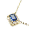 Emerald cut real sapphire necklace
