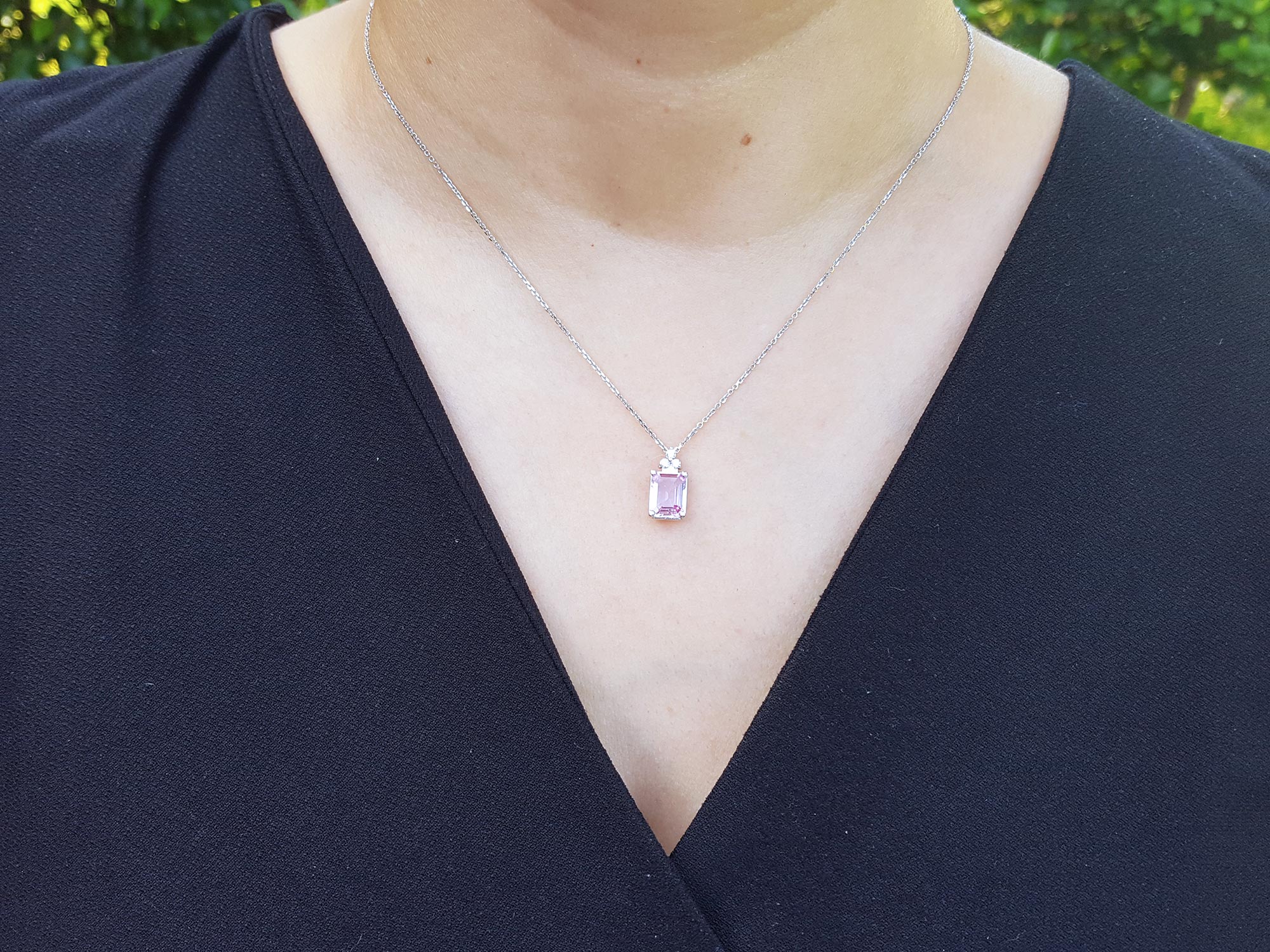 white gold pink sapphire necklace
